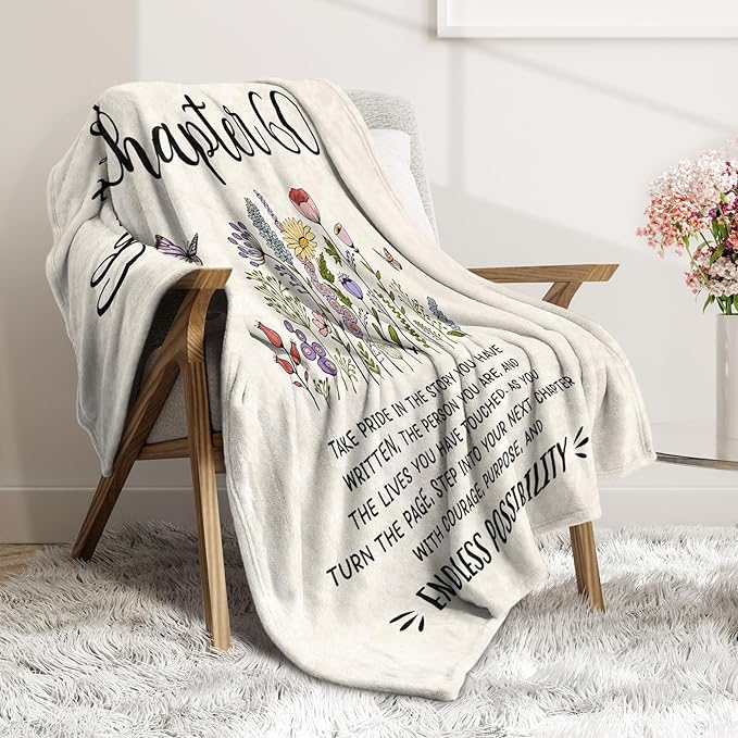 Afterprints 60th Birthday Gifts for Women, Chapter 60 Birthday Blanket, 60 Year Old Bday Gift for Woman, Friend, Sister, Mom, 1966, 60th Birthday Decorations, Turning 60 Throw Blankets 50'' x 60''