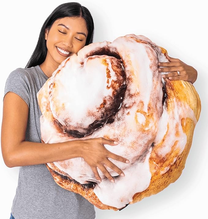 Much Comfort 29" 3D Gooey Cinnamon Bun Throw Pillow - Made with Super Soft & Ultra Premium Fabric - Cute, Comfortable, Plush, Stuffed, Round, Squishy Cushion for Home Decor - Best Funny Gift - Large