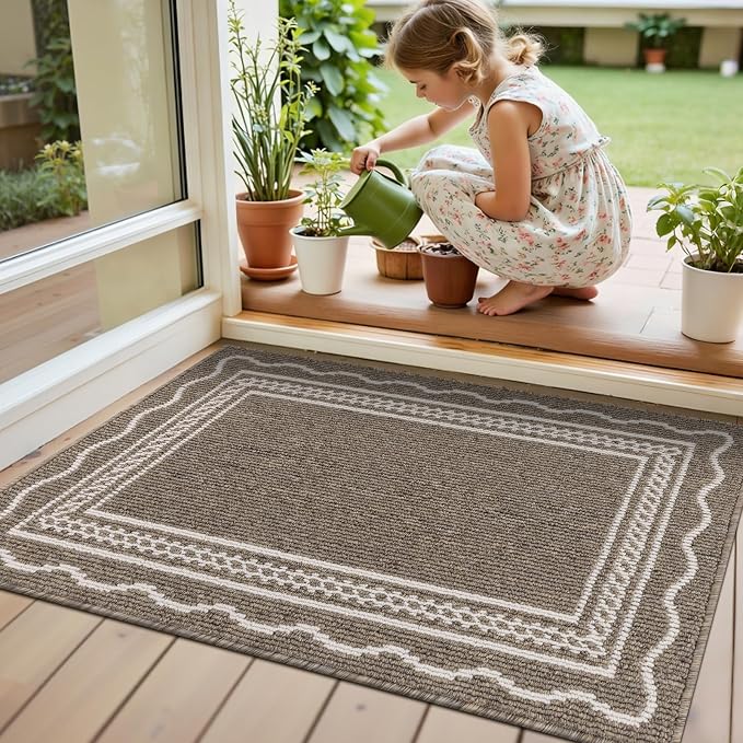 Ileading Indoor Door Mat 2x3ft, Absorbent Dog Muddy Paws Mats, Low-Profile Entrance Small Runner Carpet with Non-Slip Rubber Backing, Washable Inside Welcome Mat for Hallway,Entryway,Kitchen (Brown) - Image 2