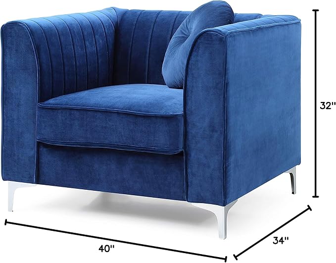 Glory Furniture Delray Velvet Chair in Navy Blue
