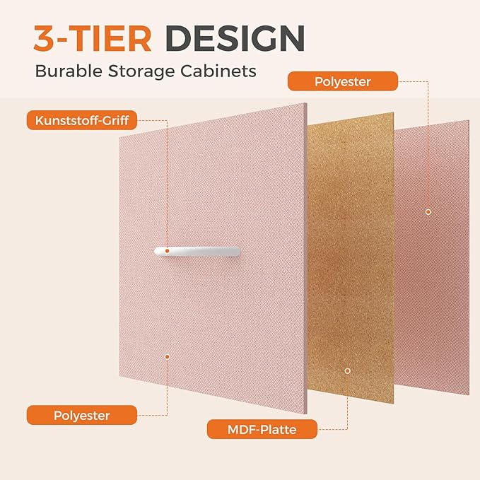 Sweetcrispy 8 Drawer Fabric Dresser for Bedroom, Tall Double Dresser Chest of Drawers with Sturdy Steel Frame and Wooden Top, Closet Living Room Storage Organizer with Easy Pull Handles,Pink - Image 5