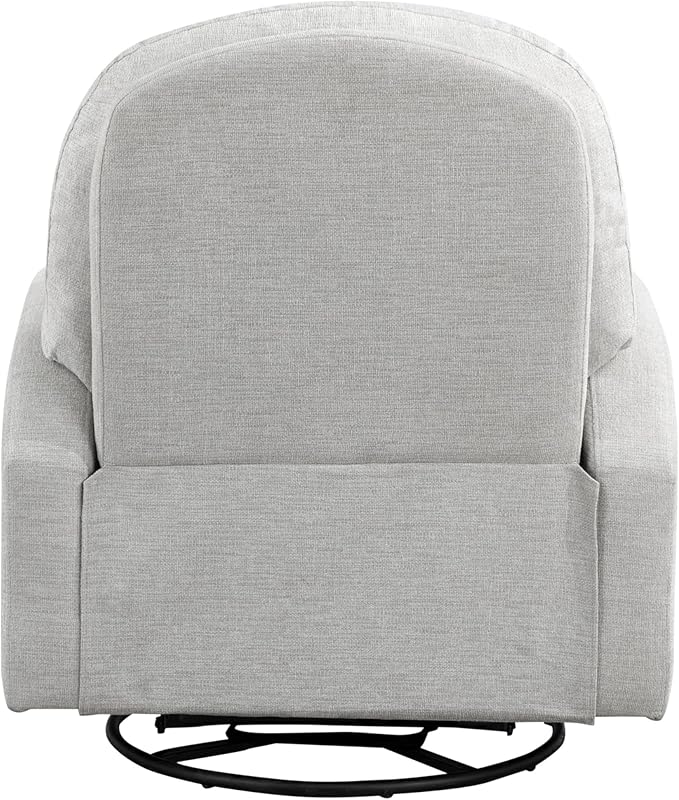 Palmdale 37.4" Swivel Rocker Manual Pull-Handle Recliner, Soft Modern, Pocket Coil Comfort, Black Metal Swivel Base Leg, Soft Chenille Fabric, Light Gray