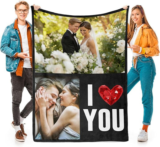 inkArts Custom Blanket with Photos, Personalized Photo Blankets Using My Own Photos, Customized Blankets with Pictures, Personalized Gifts for Women Men Baby Child