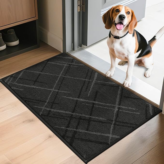 COSY HOMEER Front Door Mat Low Profile Non-Slip Doormat for Entryway, Absorbent Dirt Trapper Washable Entrance Mat, Sturdy Polyester Doormats (36"x24", Dark Gray) - Image 9
