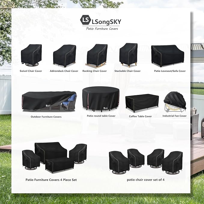 Patio Adirondack Chair Cover 2 Pack,Waterproof Heavy Duty Outdoor Chair Covers,Patio Adirondack Chair Cover for Outdoor Chair,(30W x 34 D x 36 H inches),Black - Image 2