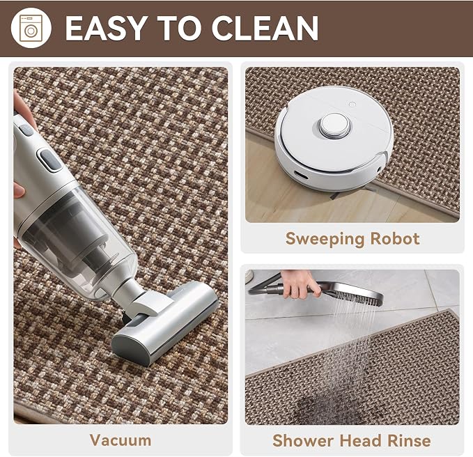 Indoor Door Mat 24"x72",Door Mat Indoor Entrance Dirt Resistant and Absorbent Non-Slip Rubber Backing Front Door Mats Washable Low-Profile Mats for Entryway, Inside Entrance Easy Clean Brown - Image 5