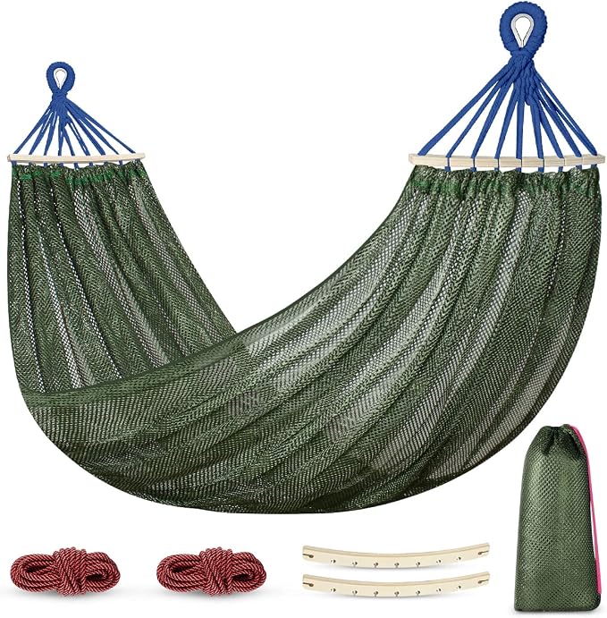 Outerman Camping Hammocks 290 * 150cm(Max 550lb),Breathable Soft Nylon Hammocks with Balance Beam Sturdy Metal Knot Tree Ropes and Travel Bag, Perfect for Outdoor/Indoor Patio Backyard etc. by Outerman