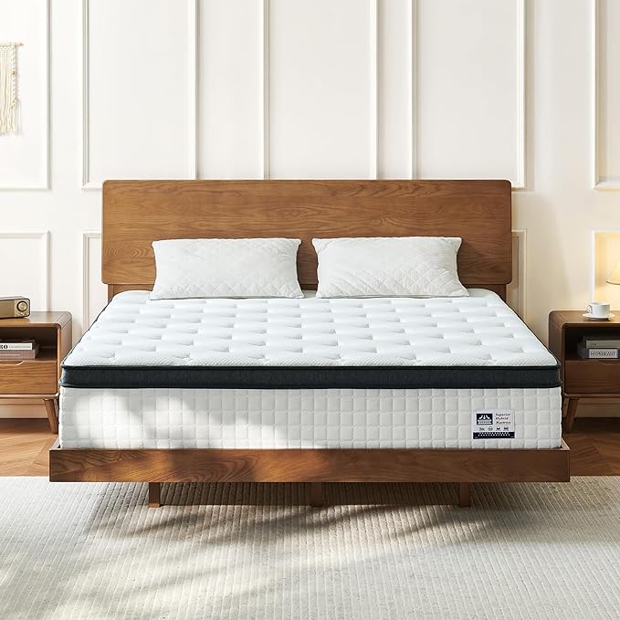 Queen Size Mattress, 14 Inch Luxurious Hybrid Mattress in a Box with Gel Memory Foam and Durable Coil Springs, Relieve Pressure, CertiPUR-US Certified - Medium Firm for All Sleeping Positions