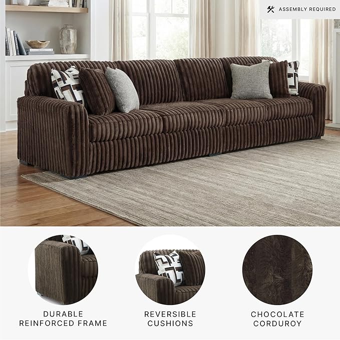 Signature Design by Ashley Midnight-Madness Contemporary Symmetrical 2-Piece Sectional with Reversible Seat Cushion, Dark Brown