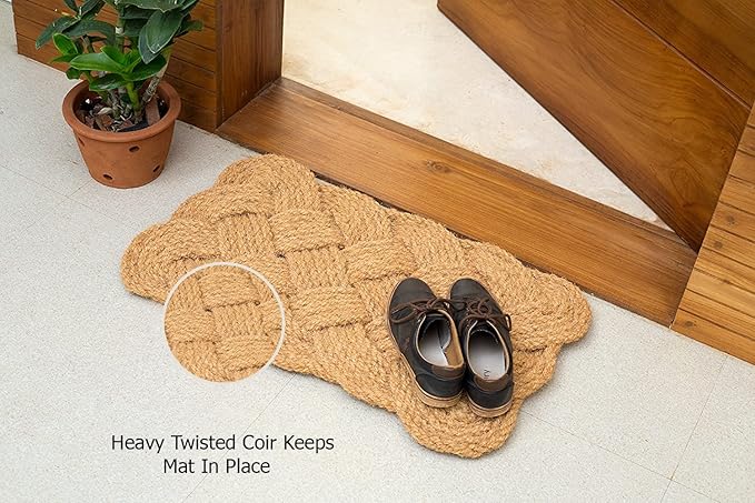 IRONGATE - Natural Jute Rope Woven Doormat - Set of 2-18x30-100% All Natural Fibers Nautical Mat - Classic Interwoven Rope Design Entryway Doormat - Image 6