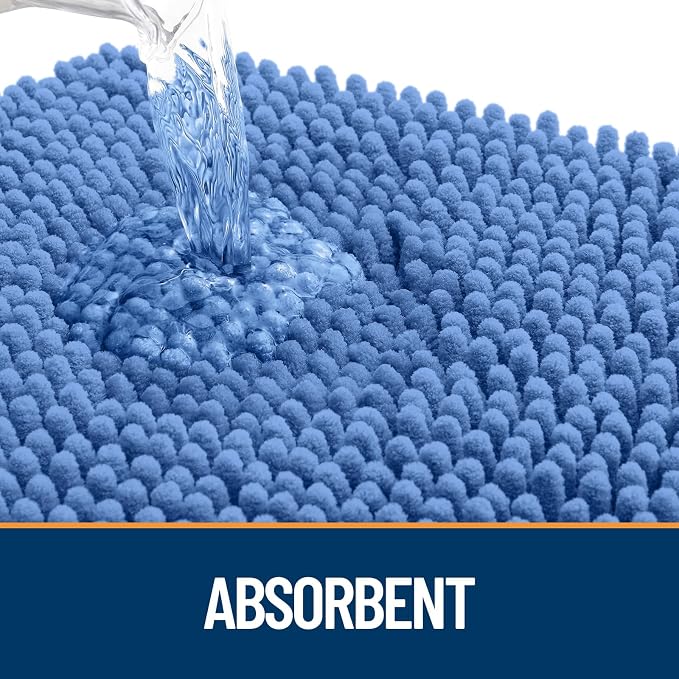 OLANLY Dog Door Mat for Muddy Paws 35x24, Absorbs Moisture and Dirt, Absorbent Non-Slip Washable Doormat, Quick Dry Chenille Mud Mat, Entry Indoor Entryway Carpet for Inside Floor, Cornflower Blue - Image 3