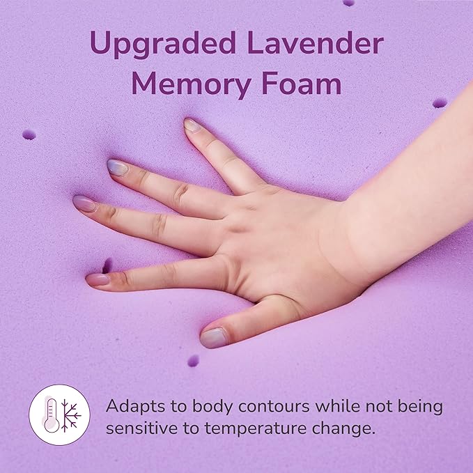 2 Inch Twin Lavender Infusion Memory Foam Mattress Topper for Relaxing Sleep, Ventilated & Pressure Relieving, CertiPUR-US Certified, Medium Firm Topper in a Box, Twin Size, 38"x75"