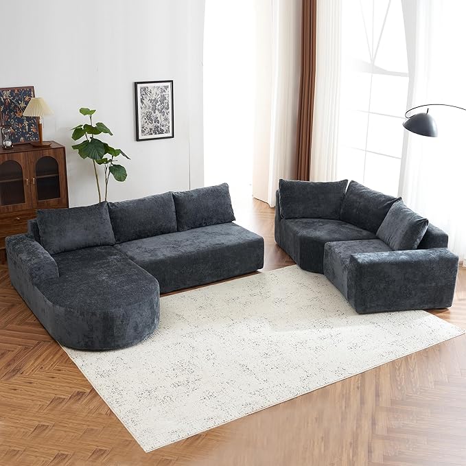 Ball & Cast Oversized Modular Sectional Sofa Cloud Couch,141.7" Modern Upholstered Couch w/Deep Seat Comfy Couches,Minimalist Sleeper Sofas,for Living Room,Apartment,Grey