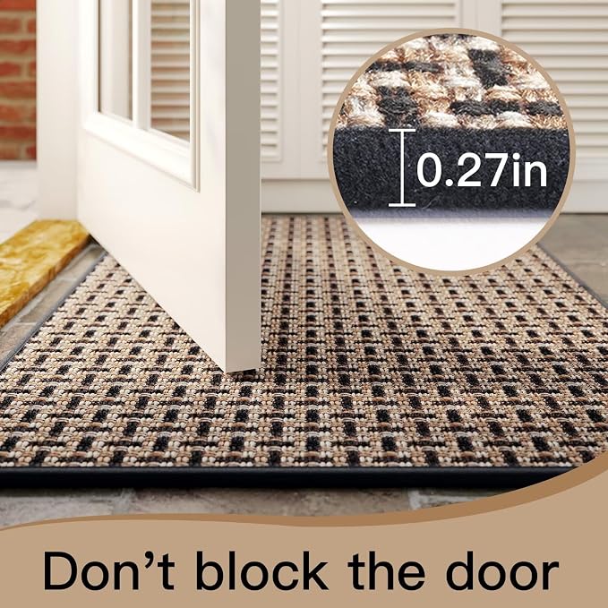 YDKGL Door Mat 31x47, Dirt Resistant and Absorbent, Non-Slip Rubber Backing Floor Mats, Easy Clean Low-Profile Doormat for Entryway, Front Door, and Inside Entrance, Black - Image 4