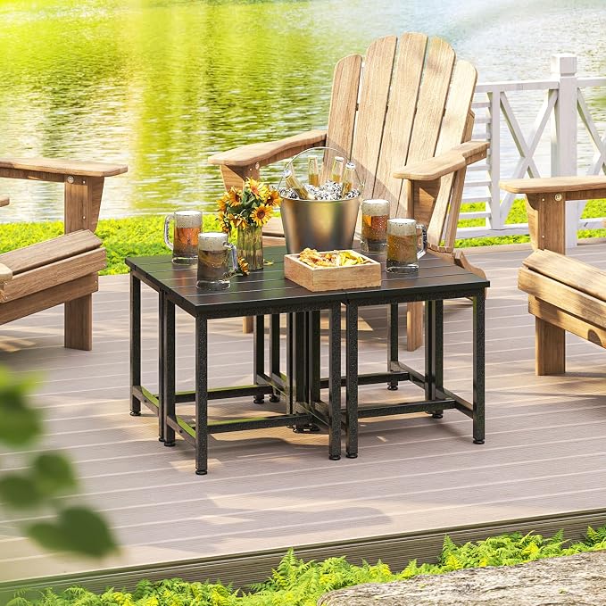 ODK Outdoor Side Table, Adirondack Patio End Table with Weather-Resistant, Waterproof Top for Hot Tub, Garden, Balcony, Poolside, Durable & Easy-to-Clean, Black - Image 7