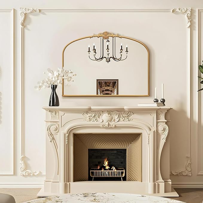 Besdomus Antique Arched Gold Mirror: 40"x29" French Large Decorative Gold Vintage Wall Vanity Mirror - Baroque Traditional Ornate for Bedroom/Bathroom/Fireplace/Entryway - Home Decor for Homemakers - Image 6