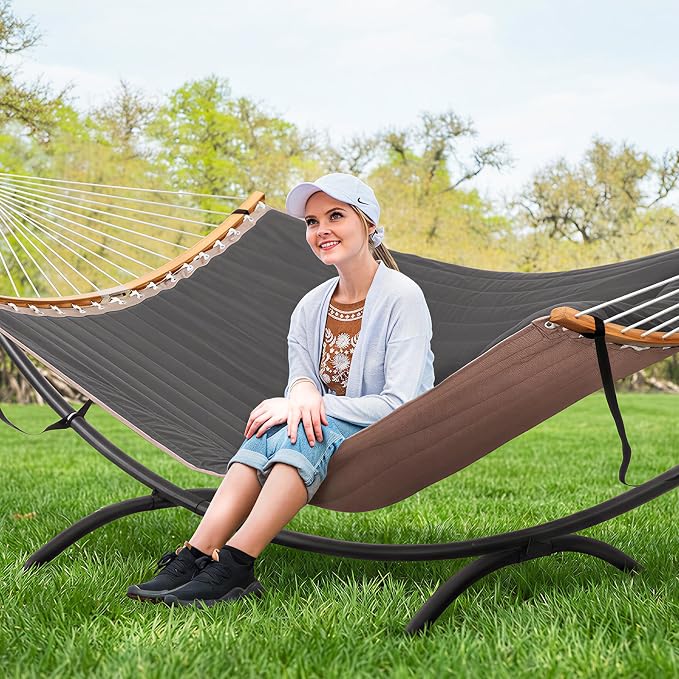 SUNCREAT Hammocks Standing Patio Hammock, Portable Hammock with Stand Foldable, Patent Pending, Dark Gray - Image 2