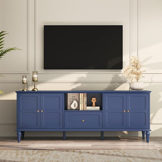 ARTPOWER 67'' Mid-Century Modern TV Stand with Storage Drawer and Doors, Long Under TV Cabinet with Adjustable Shelves for 75 Inch TV for Living Room, Bedroom, Blue by ARTPOWER