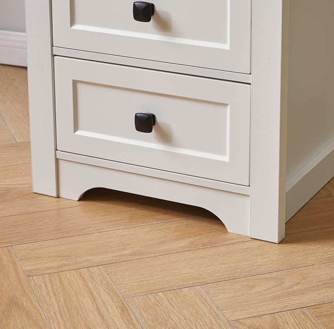 Ball & Cast 24” Farmhouse Night Stand with Charging Station,Wood Nightstand with 2 Drawers,Bedside Tables with USB Ports & Outlets,End Table with Open Shelf for Living Room/Bedroom,White +Walnut - Image 9