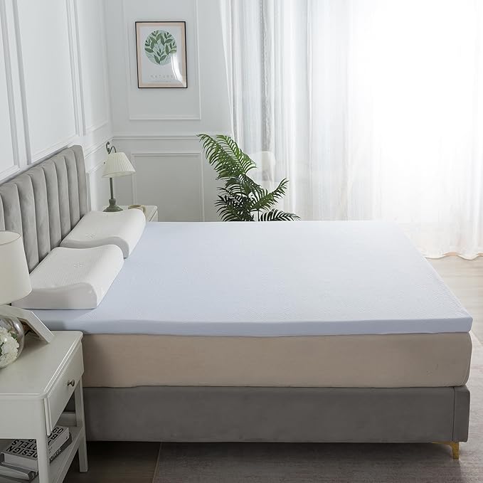 SHOUREN Mattress Topper Cover Only Queen, 2-3 Inch Zippered Mattress Topper Protector with Adjustable Straps, Ultra Soft Breathable Washable Encasement, Secure Fit, White