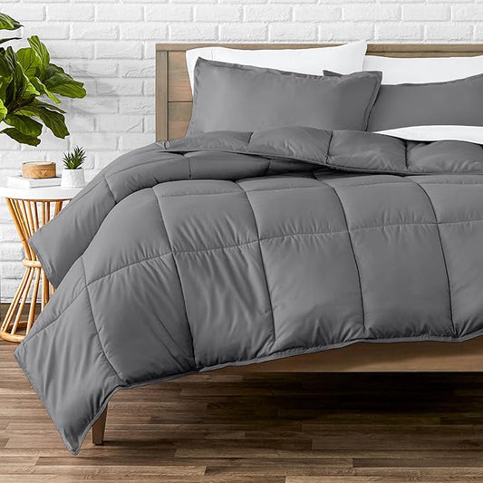Bare Home Comforter Set - Super King Size - Ultra-Soft - Goose Down Alternative - Premium 1800 Series - All Season Warmth (Super King, Grey)