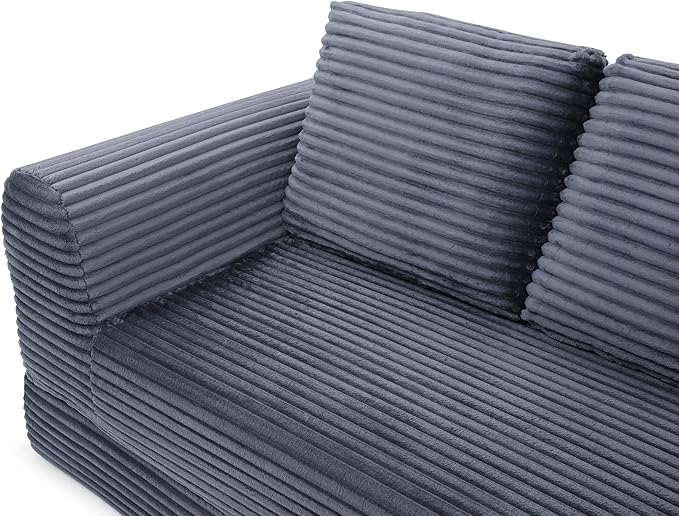 Foldable Boneless Love Seat Couches in a Box, Modern Floor Foam Sleeper Sofa Bed 2-in-1 Convertible Cloud Sofa for Home Apartments Bedroom