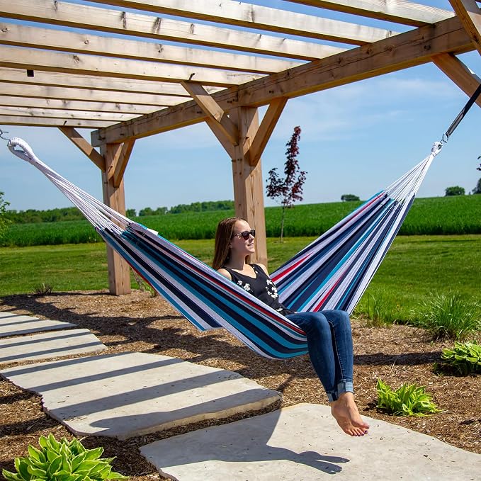 Vivere Brazilian Style Double Hammock, Denim (BRAZ212) - Image 8