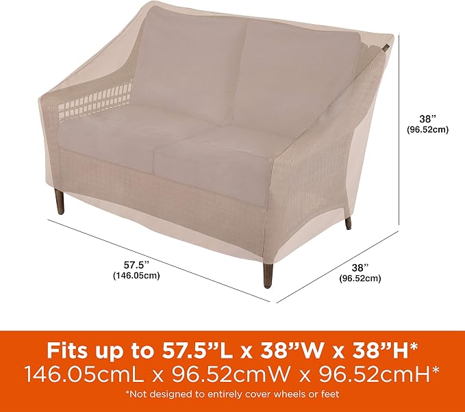 Modern Leisure Chalet Patio Loveseat Cover - Weather-Resistant Fabric - Outdoor Furniture Protection Perfect for Patio, Deck, and Porch - 57.5" L x 38" W x 38" H - Beige - Image 2