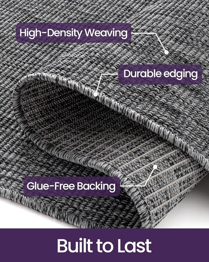 DEXI Hallway Runner Rug 3.3x12, Woven Braided Farmhouse Runner Carpet Indoor, Absorbent Thin Long Entryway Runners for Kitchen, Laundry Room, Patio Entrance, Dark Grey - Image 7