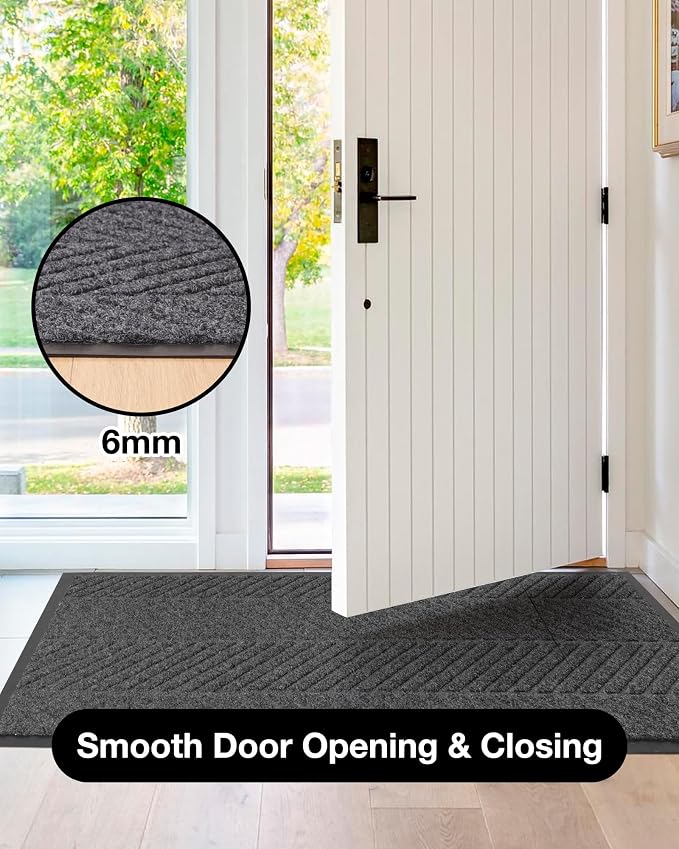 5′ x 7′ Heavy Duty Front Door Mat Indoor Outdoor Entrance, Large Non-Slip All Weather Commercial Floor Mat for Entryway, Low Profile Waterproof Industrial Rug for Garage (Charcoal Grey) - Image 6