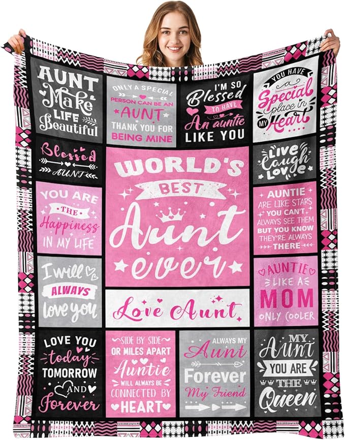 Mothers Day Birthday Gifts for Aunt - World's Best Aunt Ever Gifts from Niece Nephew - Favorite Auntie Birthday Gift Ideas - Christmas Valentines Day Presents for Auntie - Aunts Life Blanket 50"x60"