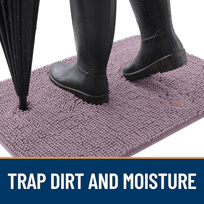 OLANLY Dog Door Mat for Muddy Paws 59x35, Absorbs Moisture and Dirt, Absorbent Non-Slip Washable Doormat, Quick Dry Chenille Mud Mat for Dogs, Entry Indoor Entryway Carpet for Inside Floor, Deep Plum - Image 2