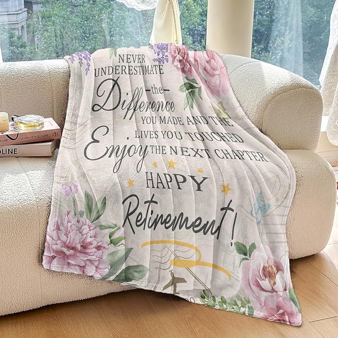 Retirement Gift for Woman, Retirement Blanket for Women/Men, Farewell Gifts for Coworkers, Going Away Goodbye Present for Mom Teacher Nurse Throws Blankets 80"x60"
