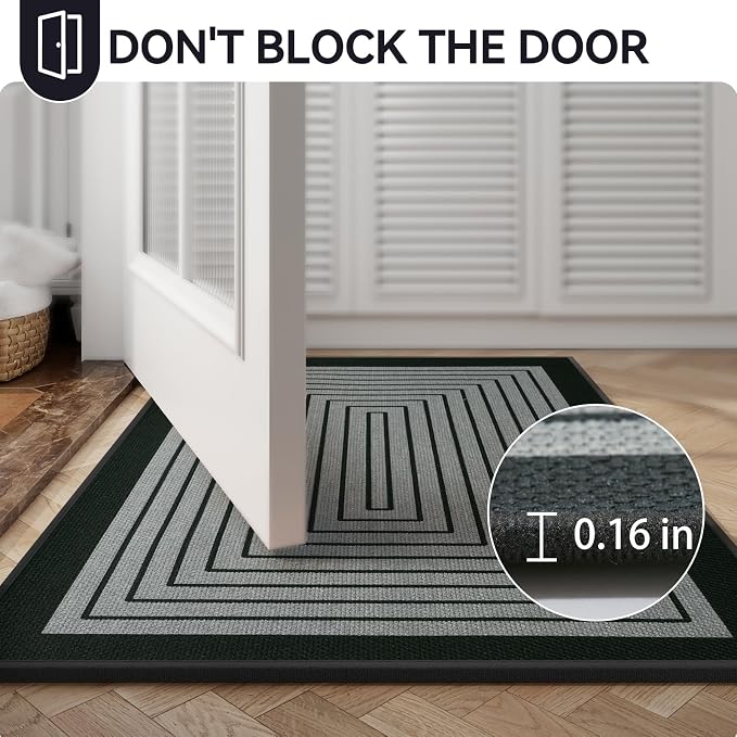 Front Door Mat 24''x35'', Absorbent Dirt Resist Washable Non Slip Low-Profile Indoor Doormat, Easy Clean Entryway Welcome Door Mats, Grey - Image 7