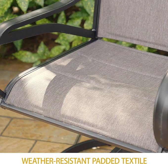 DWVO 8 Set Outdoor Swivel Chairs Padded, Premium Patio Swivel Chairs with Cushioned High Back & Heavy Duty Frame, All Weather Outdoor Swivel Chairs Set of 8 for Porch Lawn Patio, Gray - Image 9