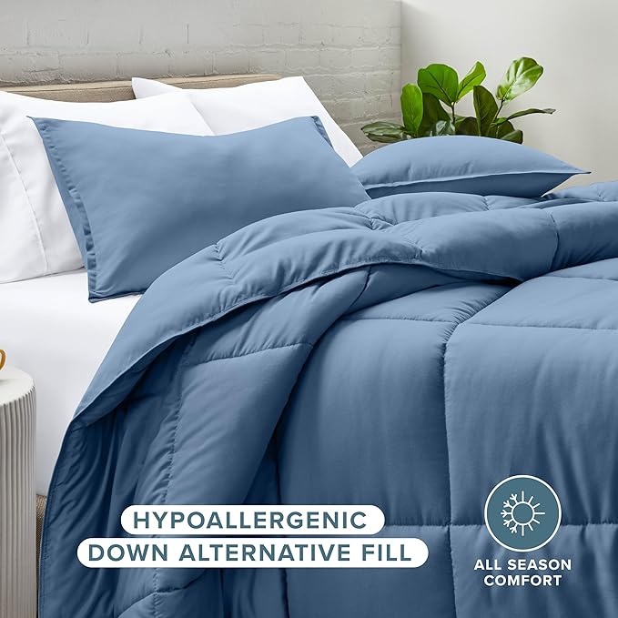 Bare Home Comforter Set - California King Size - Ultra-Soft - Goose Down Alternative - Premium 1800 Series - All Season Warmth (California King, Coronet Blue)