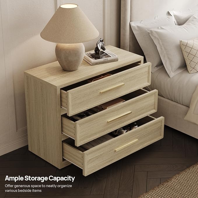 SICOTAS Night Stand Set 3 Oversized Extra Large Nightstands Set of 3 Tall Bedside Side End Table with 3 Drawers Storage Modern Tables Wide Night Stands TV Stand for Bedroom Sofa Office - Image 4