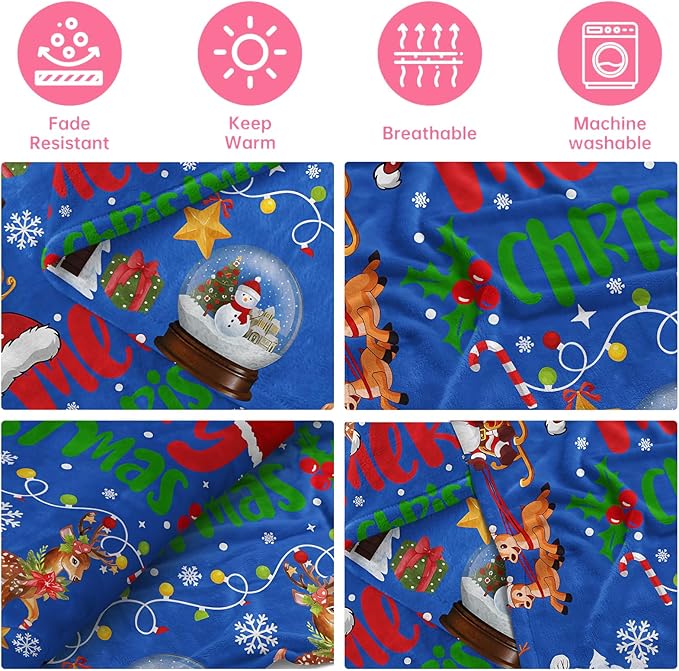 COMFAR Cute Christmas Blankets and Throws for Adults/Women/Boys/Kids, Holiday Fleece Throw Blanket for Couch/Sofa, Holiday Decor, Christmas Decorations/Gifts 50"x 60"
