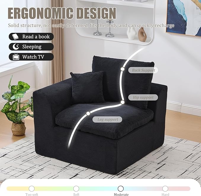 80.3" Cloud Loveseat Boneless Sofas for Living Room, 2 Seaters Modular Foam Cloud Sofa Couches, 2 Seat Compression Foam Couch with Toss Pillows, No Assembly Required