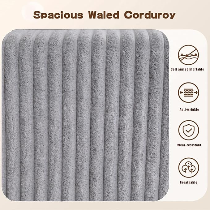133" Oversized U-Shaped Modular Sectional Sofa, No Assembly Required Floor Couch, Memory Foam Cloud Sofa with 12 Lumbar Pillows, Corduroy Upholstery | Breathable material, Non-Slip, Wider Armrest