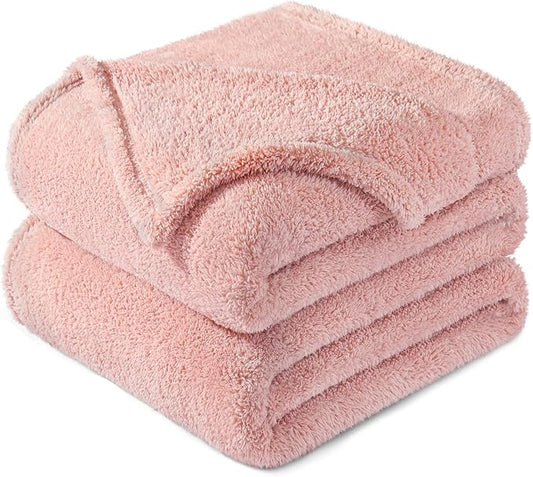 Exclusivo Mezcla King Size Blanket for Bed, Super Soft Velvet Plush Fleece Blankets, Fuzzy Cozy and Warm for Winter, 90x104 Inches, Pink
