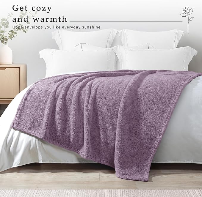 Exclusivo Mezcla Soft Fleece Throw Blanket for Couch, Super Soft Velvet Plush Fleece Blankets, Fuzzy Cozy and Warm for Winter, 50x60 Inches, Grayish Purple