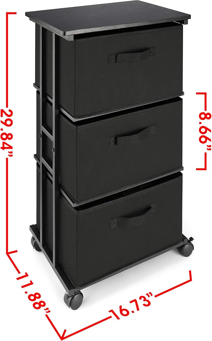 MAX Houser Dresser Storage with 3 Drawers, Fabric Dresser Tower, Vertical Storage Unit for Bedroom, Closet, Office, Black - Image 3