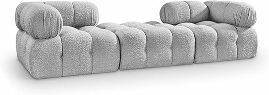 Meridian Furniture 611Grey-S102D Ames Collection Modern | Contemporary Modular Sectional with Rich Grey Boucle Fabric, Modular to Create Infinite Configurations, 102" W x 34" D x 28" H, Grey