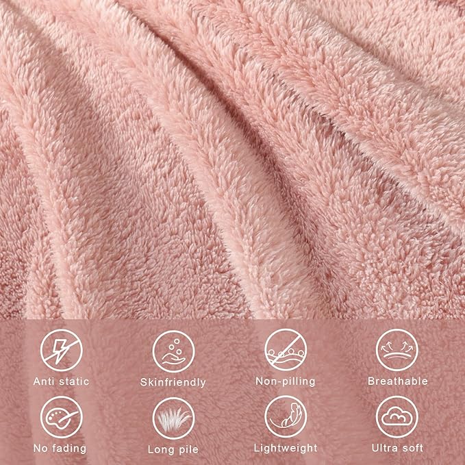Exclusivo Mezcla King Size Blanket for Bed, Super Soft Velvet Plush Fleece Blankets, Fuzzy Cozy and Warm for Winter, 90x104 Inches, Pink