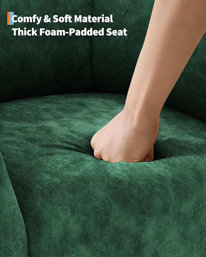 GarveeHome Accent Chair Set of 2 Armchair for Living Room Barrel Club Chair with Soft Padded Seat & Sturdy Legs for Bedroom Waiting Room Reception Chairs(Retro Green)