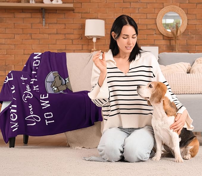 Get Well Gifts for Women/Men After Surgery, Sympathy Gift, Feel Better/Get Well Soon Gift for Women, Surgery Recovery Gift for Men, at Least You Dont Have to Wear A Cone Purple Blanket 60"x80"