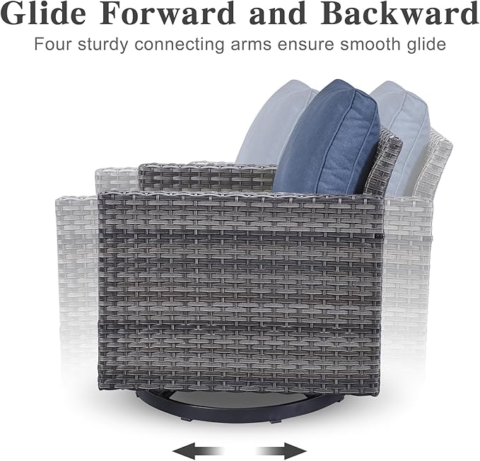 Belord Outdoor Sectional Sofa with 41" Propane Fire Pit Table - 9 Piece Patio Conversation Set with Storage Box and Swivel Rocker Chairs All-Weather PE Wicker Furniture Set Gray