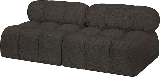 Meridian Furniture 611Brown-S68B Ames Collection Modern | Contemporary Modular Sofa with Rich Brown Boucle Fabric, Modular to Create Infinite Configurations, 68" W x 34" D x 28" H, Brown
