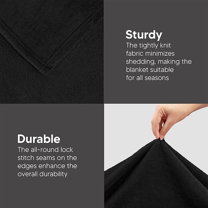 Utopia Bedding Fleece Blanket Throw XL Size Black (50x70 Inches) Ultra Soft Warm Lightweight Anti-Static Cozy Blanket for Bed, Couch, Sofa and Chair, All-Season Home Decor Gift for Men & Women
